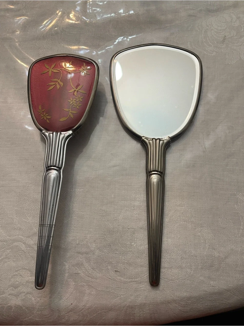 ANTIQUE VICTORIAN PRINCESS VANITY SET W/ HAND MIRROR HAIRBRUSH